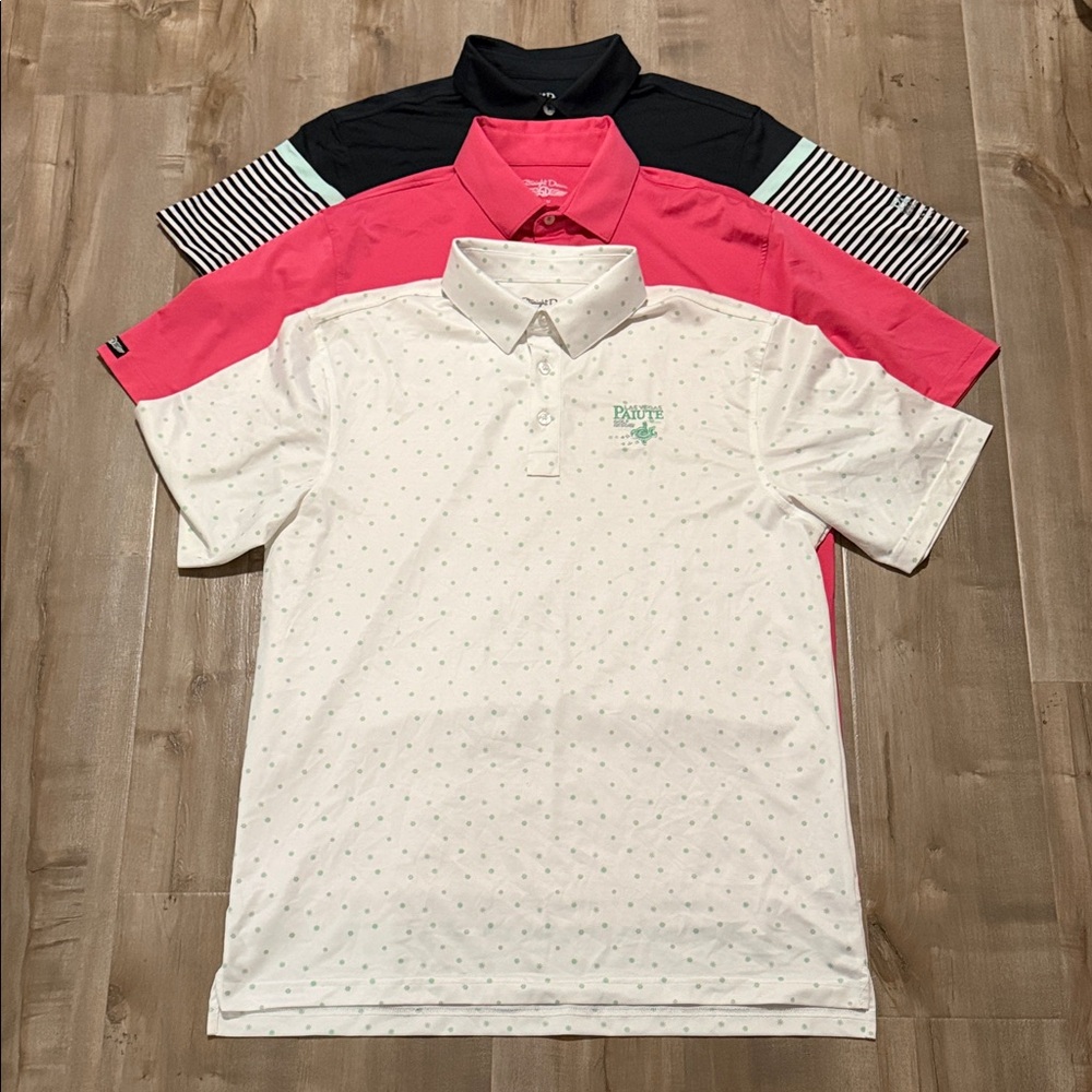 Straight Down Golf Shirt Bundle, LV Paiute Golf Resort Logo, Sz M